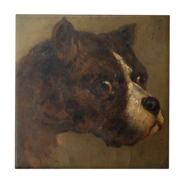 The Head of a Bulldog (by Théodore Géricault) Ceramic Tile (Front)