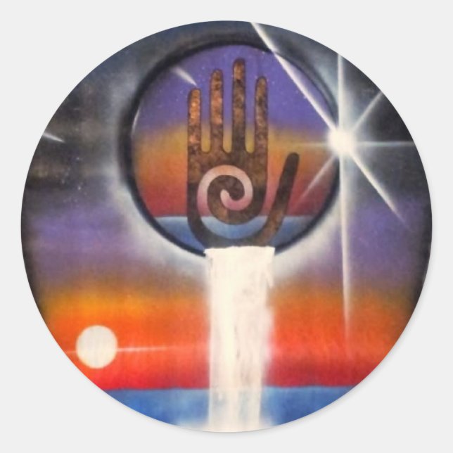 The Healing Hand of the Universe Classic Round Sticker (Front)