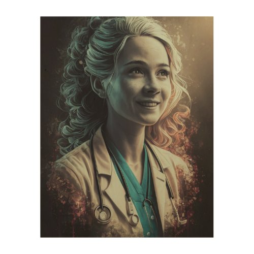 The Healing Touch Portrait of a Young Lady Doctor Wood Wall Art