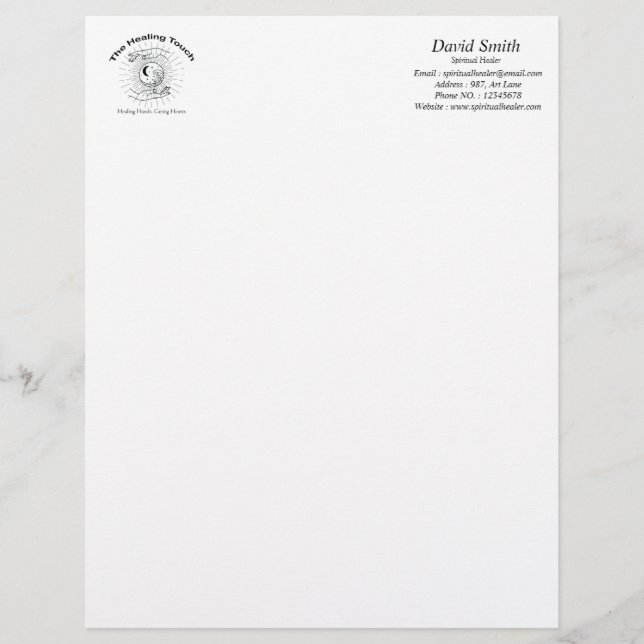 The Healing Touch White Black Letterhead (Front)