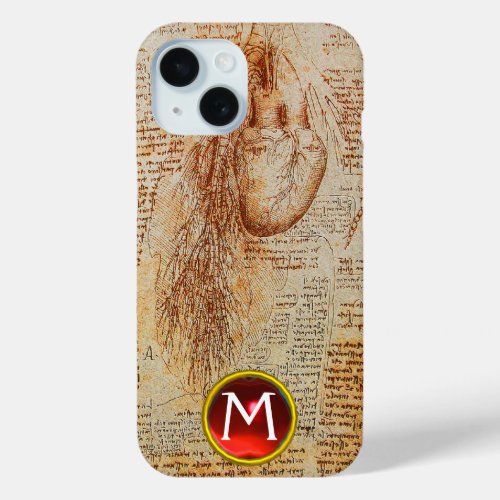 The Heart and the Bronchial Arteries Gem Monogram iPhone 15 Case