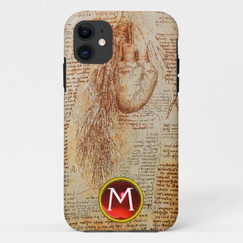 The Heart and the Bronchial Arteries Gem Monogram iPhone 11 Case