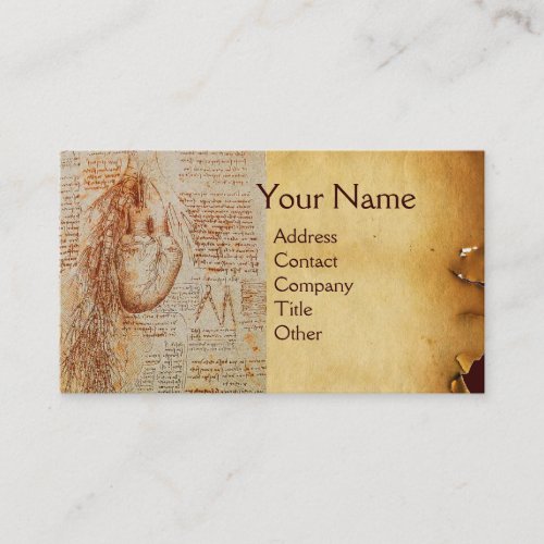 The Heart and the Bronchial Arteries Parchment Business Card