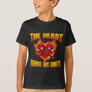 The Heart Behind His Boots Firefighter Lovers T-Shirt
