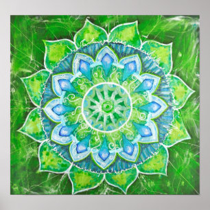 The heart chakra green loving energy center aura poster