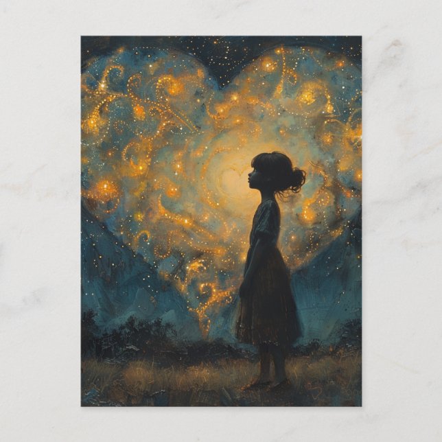 The Heart in the Stars and an Amazed Young Girl Postcard (Front)