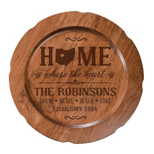 The Heart Is State Outline Cherry Wood Plate