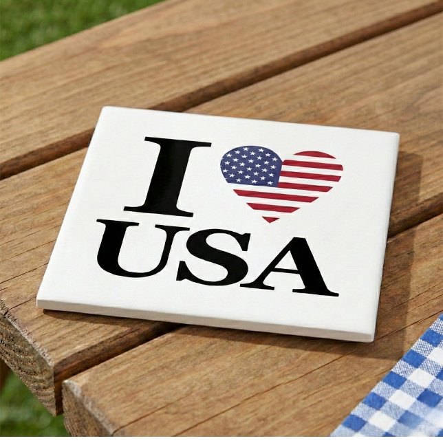 The "Heart of America" Ceramic Tile (A patriotic accent for your home.)