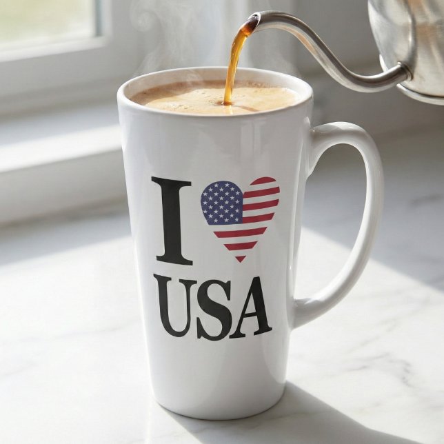 The "Heart of America" Latte Mug (Sip The American Dream.)