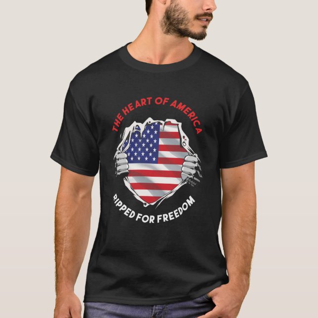 The Heart of America Men Black T-Shirt (Front)