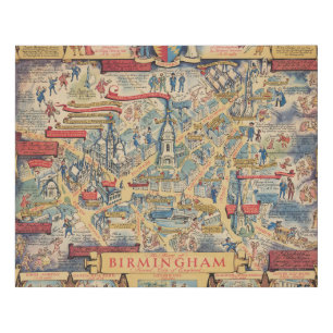 The Heart of Birmingham, England Map Faux Canvas Print