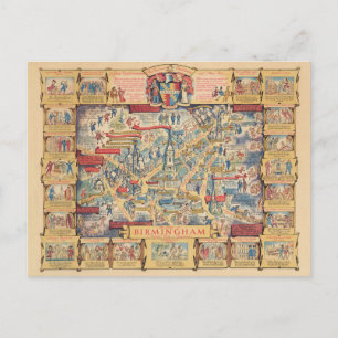 The Heart of Birmingham, England Map Postcard