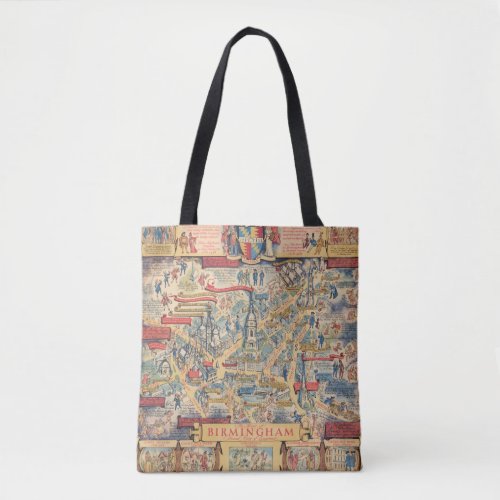 The Heart of Birmingham England Map Tote Bag