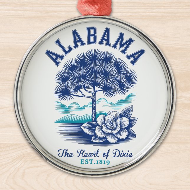 The Heart of Dixie – Alabama Camellia & Tree Graph Metal Ornament (Creator Uploaded)