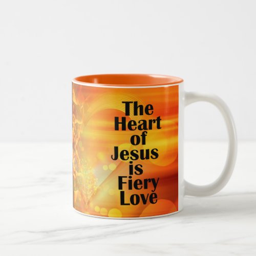 The heart of Jesus is fiery love mug