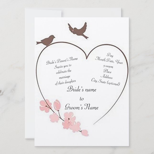 “The Heart of Love Bird’s” Wedding Invitation (Front)