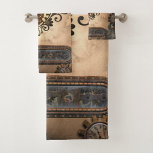 The heart of steampunk bath towel set