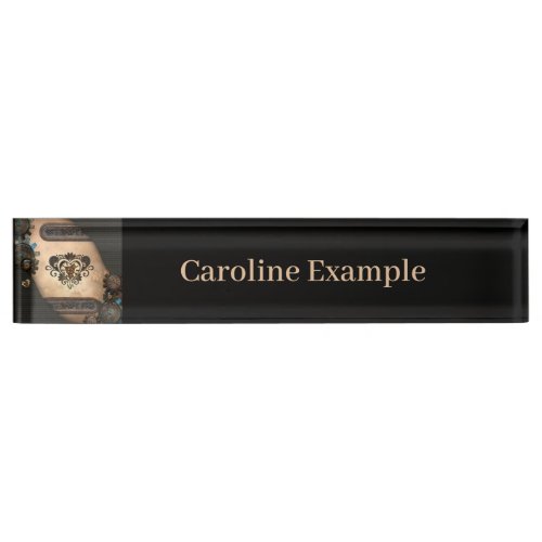 The heart of steampunk desk name plate
