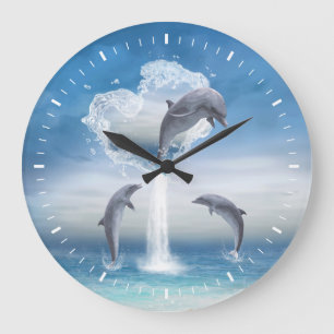 The Heart Of The Dolphins Large Clock