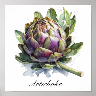 The Heart of the Garden: Artichoke in Watercolor Poster