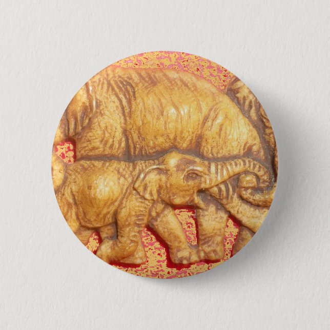 The Heart of the Herd: Elephant Family Portrait Button (Front)