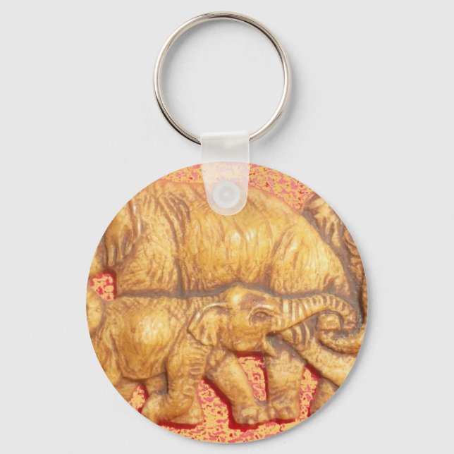 The Heart of the Herd: Elephant Family Portrait Keychain (Front)