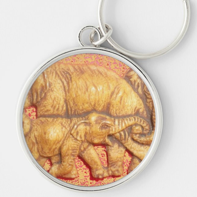The Heart of the Herd: Elephant Family Portrait Keychain (Front)