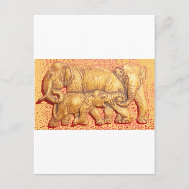 The Heart of the Herd: Elephant Family Portrait Postcard (Front)