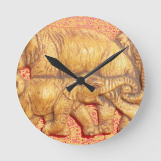 The Heart of the Herd: Elephant Family Portrait Round Clock
