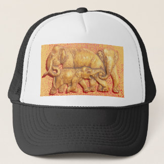 The Heart of the Herd: Elephant Family Portrait Trucker Hat