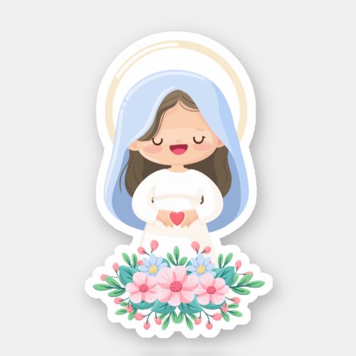 The Heart of the Immaculate Virgin with Flowers Sticker