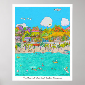 The Heart of West End #3, Roatan, Honduras Poster
