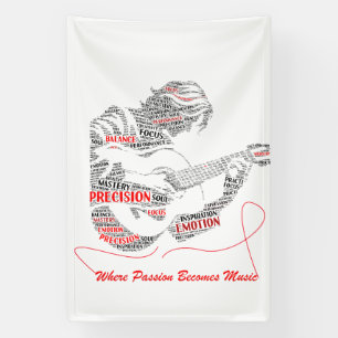 The Heart Plays First   Guitar Typography Art Banner