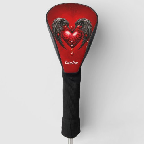 The heart with black wings golf head cover