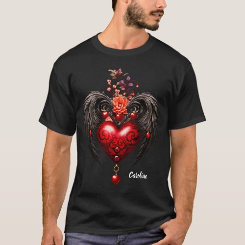 The heart with black wings T_Shirt