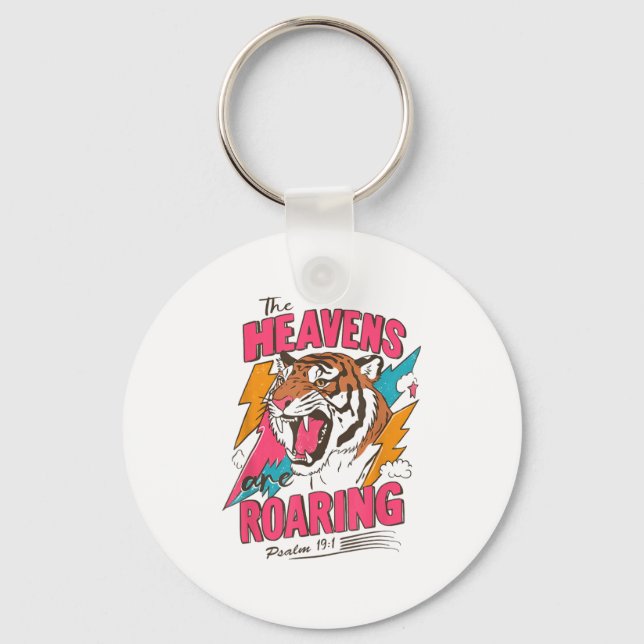 The Heavens Are Roaring Psalm 19_1, Retro Tiger Gr Keychain (Front)