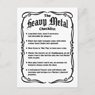 The Heavy Metal Checklist Postcard