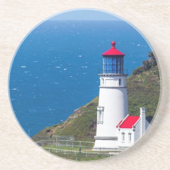 The Heceta Head Lighthouse Near Florence Sandstone Coaster by tothebeach at Zazzle
