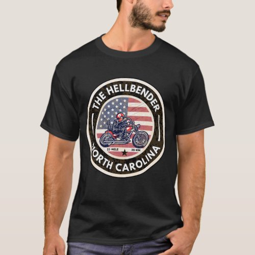 The Hellbender Route 28 North Carolina motorcycle T_Shirt