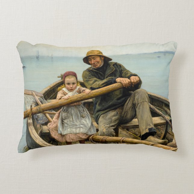 The Helping Hand, 1881 by Emile Renouf Accent Pillow (Front)