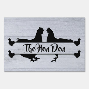 The Hen Den Pale Gray Wood Look Chicken Coop Sign