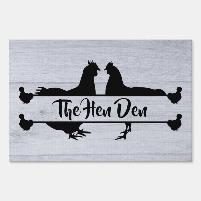 The Hen Den Pale Gray Wood Look Chicken Coop Sign (Front)