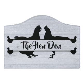 The Hen Den Pale Wood-look Chicken Coop Door Sign