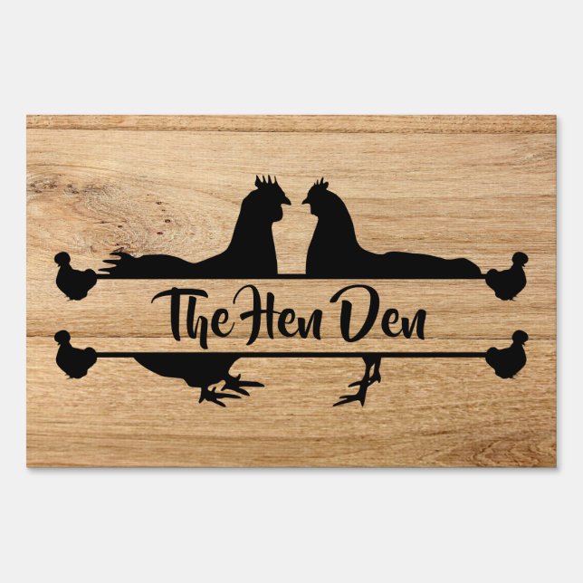 The Hen Den Wood Look Chicken Coop Garden Sign (Front)