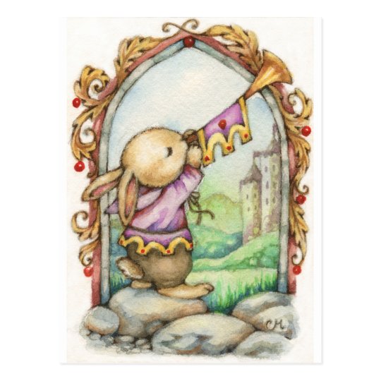 The Herald - Cute Medieval Rabbit Art Postcard | Zazzle.com