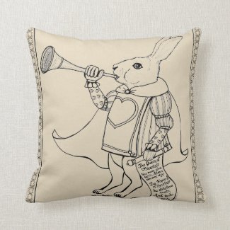 The Herald Rabbit from Alice in Wonderland Throw Pillow