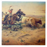 The Herd Quitter (by C. M. Russell, c. 1897) Ceramic Tile<br><div class="desc">The Herd Quitter (by C. M. Russell,  c. 1897).</div>