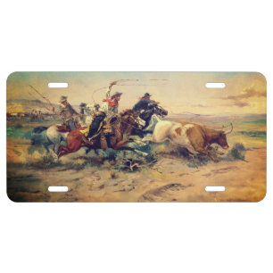 The Herd Quitter (by C. M. Russell, c. 1897) License Plate