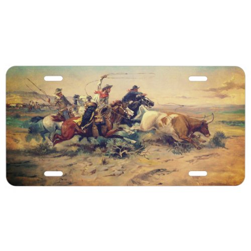 The Herd Quitter by C M Russell c 1897 License Plate