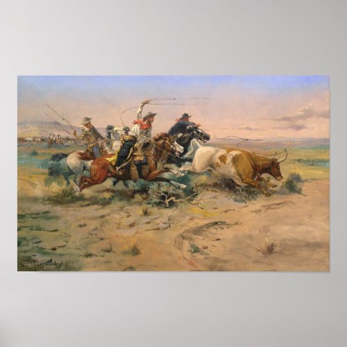 The Herd Quitter by Charles Marion Russell Poster